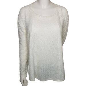 Anthropologie One September Womens‎ Rosanella Lace Sleeve Pleat Back Knit Top M